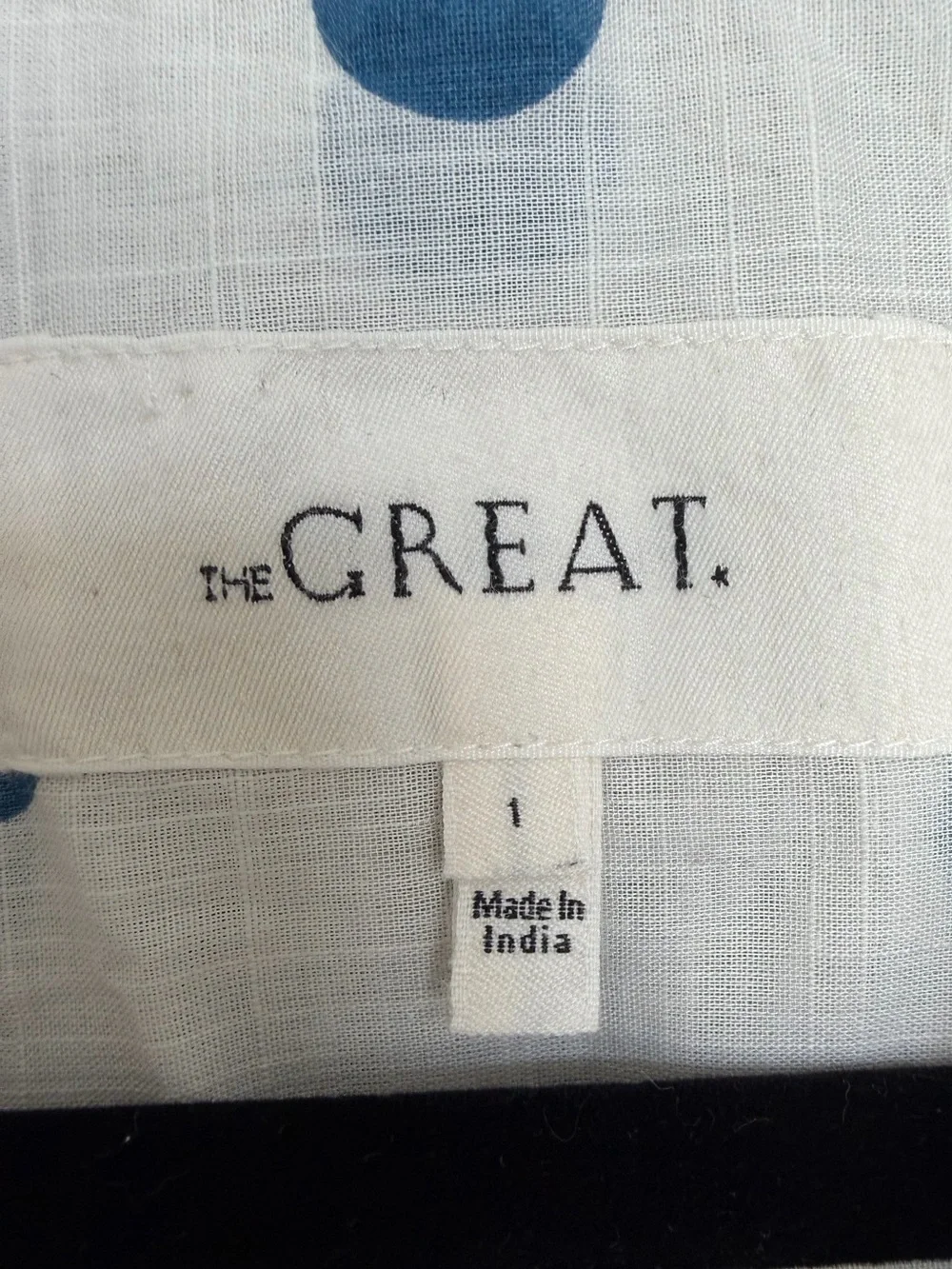 THE GREAT. The Messenger Top & Highland Skirt Polka Dot Set Cream/Blue, Size 1/S